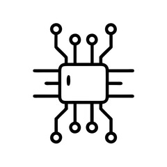 Microchip Icon - Outline Style Electronic Circuit Board Symbol for Technology and Computing