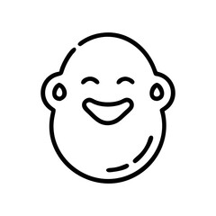 Happy Baby Face Icon in Minimal Line Art Style