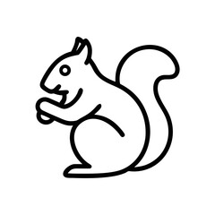 Squirrel Outline Icon Forest Animal in Minimal Line Style