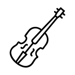 Obraz premium Violin Line Icon Classical String Instrument Isolated on White Background