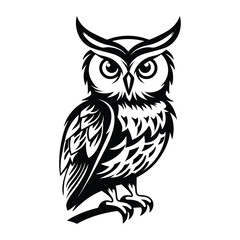 Fototapeta premium Owl silhouette vector art, icon, and graphic
