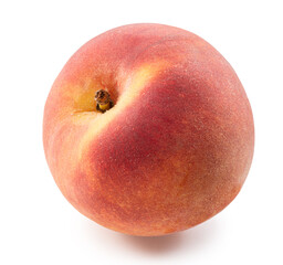 Ripe red peach isolated on white background. File contains clipping path.
