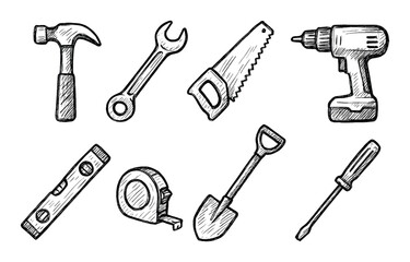 Obraz premium Hand-Drawn Tool Icons