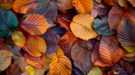 Colorful leaves with wallpaper background. beautiful colorful leaves