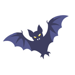 Obraz premium Vector illustration of spooky bat flapping its wings on white background