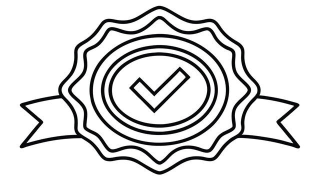 Approved badge seal with checkmark isolated on white background