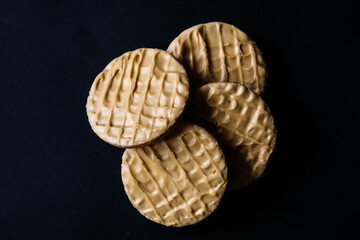 A Pile or Group of Traditional Digestive Gold Caramel Biscuits