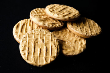 A Pile or Group of Traditional Digestive Gold Caramel Biscuits