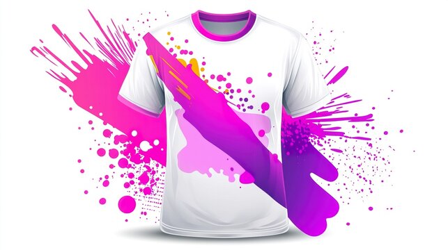 White T-Shirt with Paint Strokes and Splashes
