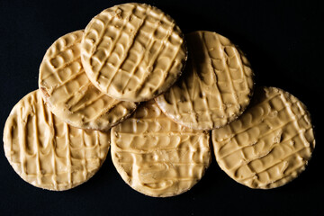 A Pile or Group of Traditional Digestive Gold Caramel Biscuits