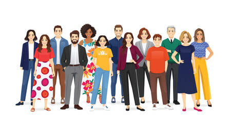 Obraz premium Multiethnic multicultural group of diversity people standing together. Vector illustration isolated