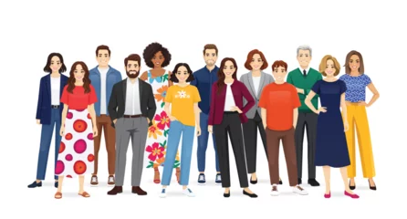 Fotobehang Multiethnic multicultural group of diversity people standing together. Vector illustration isolated © Volha Hlinskaya