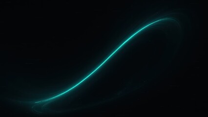 Dark abstract background with glowing emerald green curved light in futuristic motion design