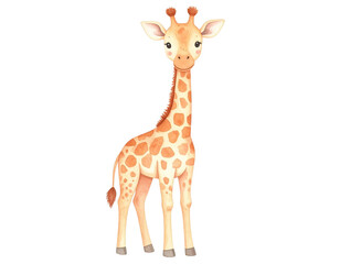 Obraz premium Watercolor Giraffe Icon – Soft Pastel Style