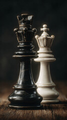 Black and white chess queens symbolizing strategy and competition