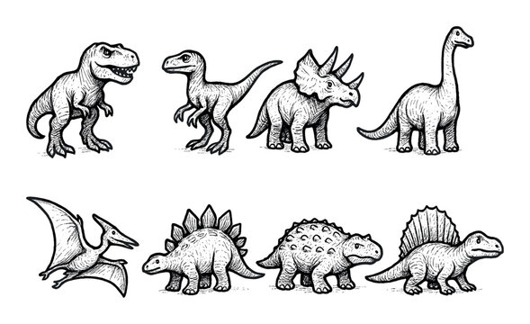 Dinosaur Sketch Icons
