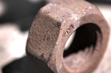rusted hex nut macro fotografia 