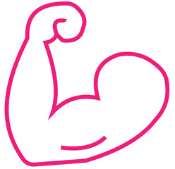 Muscles icon set, strong arm of an athlete, Linear Hand icons, biceps icons, Bodybuilding and fitness concept, on a white background.