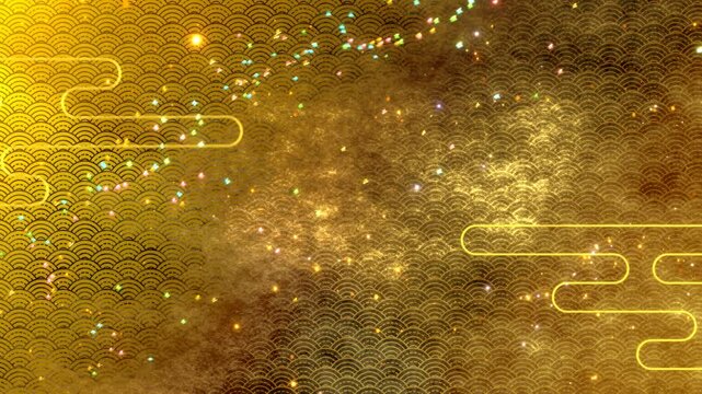金色に輝く蒔絵風背景画アニメーション