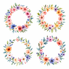 Set Wreath of leaves watercolor	