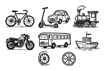 Hand-Drawn Transport Icons