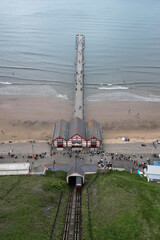 Victorian architecture Saltburn by the Sea victorian pier and coastline. North Yorkshire holiday resort  
