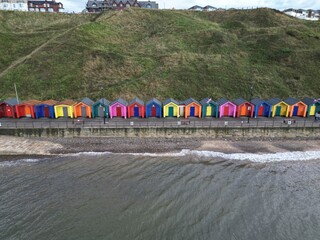 aerial view of Saltburn by the Sea British seaside resort, North Yorkshire 