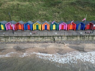 aerial view of Saltburn by the Sea British seaside resort, North Yorkshire 