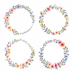 Set Wreath of leaves watercolor	