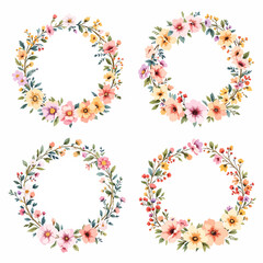 Set Wreath of leaves watercolor	