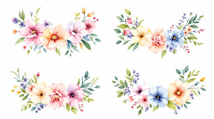 Set Wreath of leaves watercolor	