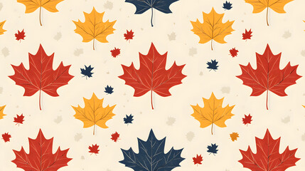 Obraz premium Seamless pattern background with maple leaf icon from National flag of Canada. Vector backdrop patriotic design for Canada day, Canada holidays