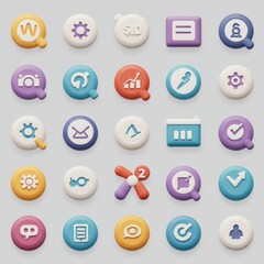 Colorful 3D App Icons and Buttons Design