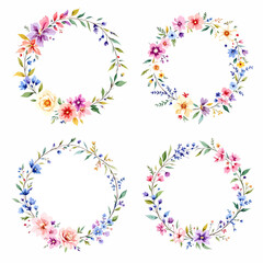 Set Wreath of leaves watercolor	