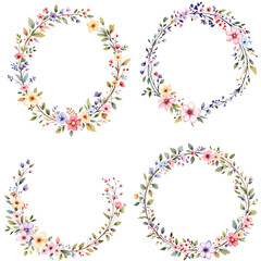 Set Wreath of leaves watercolor	