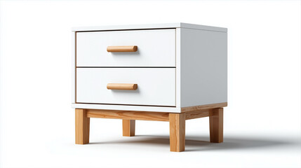 A white nightstand with two drawers