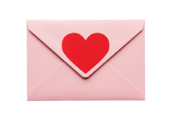 Isolated Pink Envelope with Red Heart Decoration