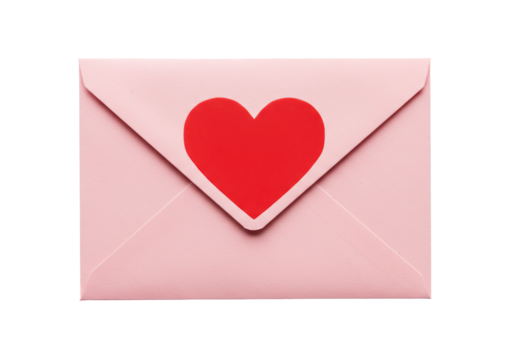 Isolated Pink Envelope with Red Heart Decoration - Powered by Adobe