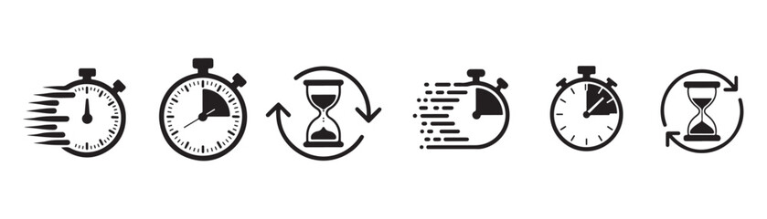 Time Management Icons Set for Productivity