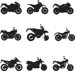 Obraz premium Collection of Motorcycles clean simple vector silhouette black vector illustration
