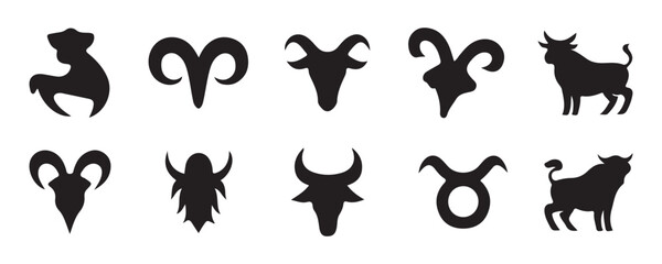 Black and White Zodiac Animal Silhouettes