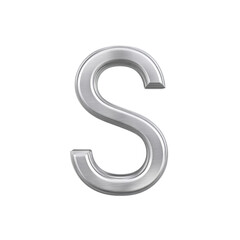 Fototapeta premium Shiny silver letter S with metallic texture on transparency background, sleek and modern design