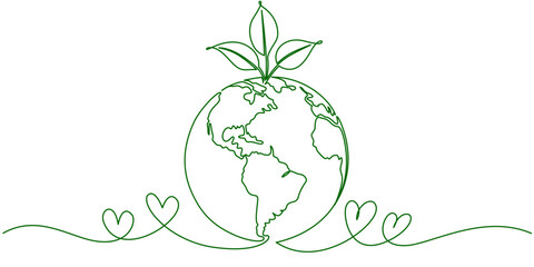 Environment day line art style vector illustration