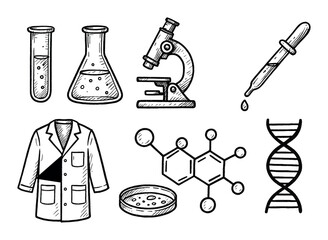 Obraz premium Scientific Sketch Icons