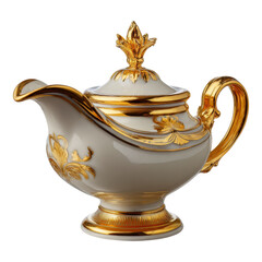 Elegant Cream Porcelain Teapot with Gold Accents Exquisite Vintage Design Perfect for Luxury Lifestyle and Home Decor