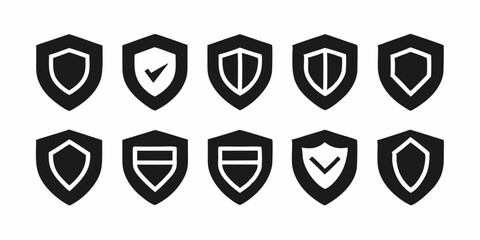 Security shield logo design a single master icon and twelve variations in cmyk and black