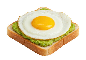 Isolated Avocado Toast with Fried Egg Trendy Breakfast