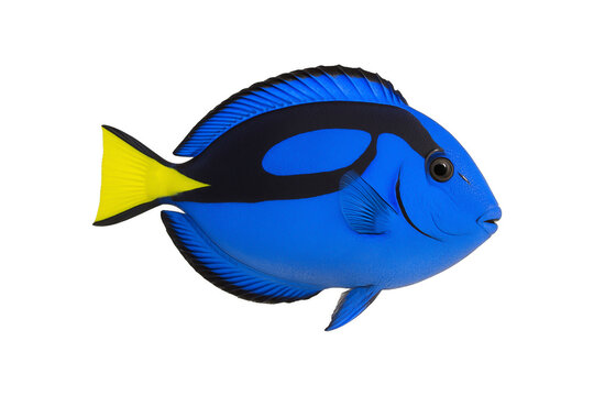 blue tang, regal tang, palette surgeonfish isolated on white, clipping path, transparent