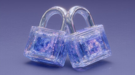 lock on blue blossom background