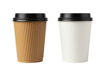 Isolated Two Disposable Coffee Cups with Lids